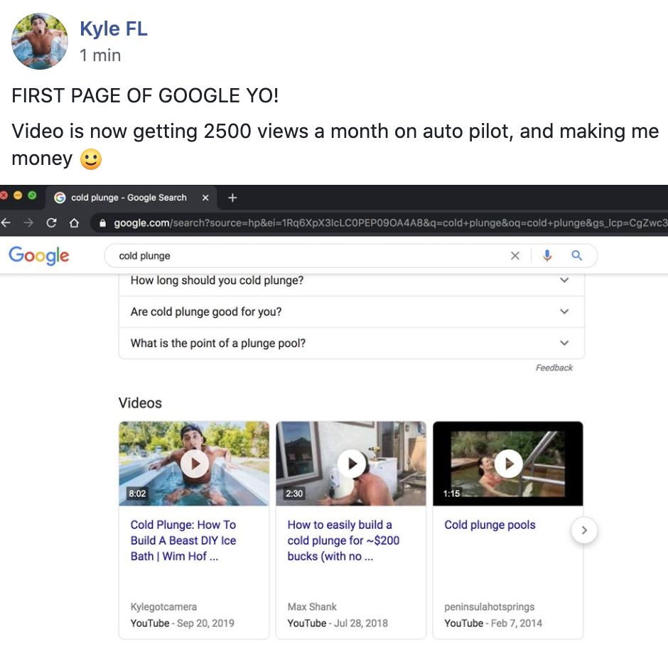 Kyle FL - Now ranking page #1 on Google!